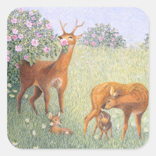Hirschfamilie Quadratischer Aufkleber