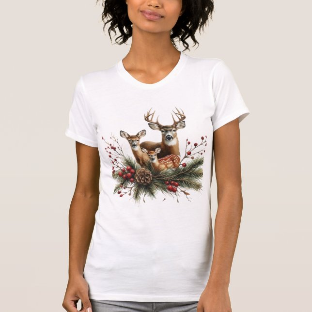 Hirschfamilie  T-Shirt (Vorderseite)
