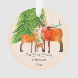 Hirschfamilie Weihnachten erste Acryl-Dekoration Ornament