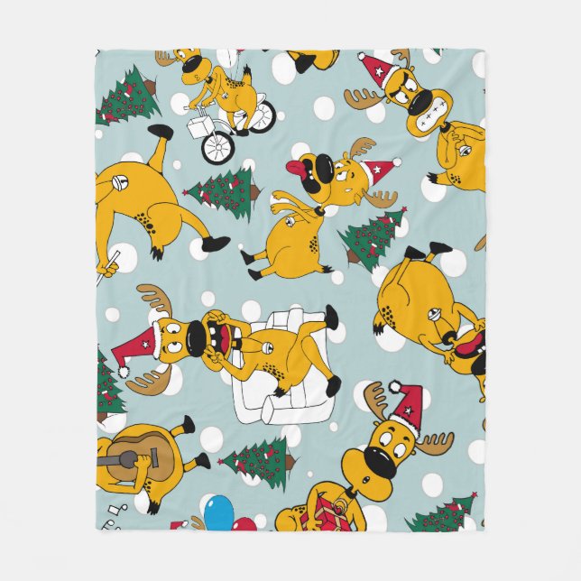 Hirschfest: Weihnachtsmuster Fleecedecke (Vorderseite)