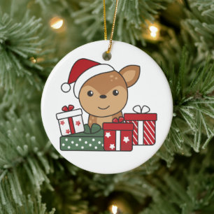 Hirschgeschenk Wintertiere Hirsche Keramik oder Ornament
