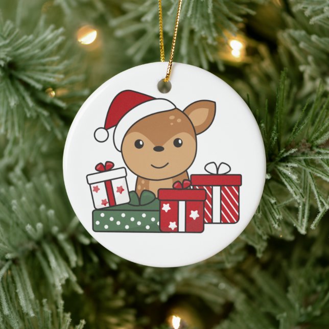 Hirschgeschenk Wintertiere Hirsche Keramik oder Ornament (Baum)