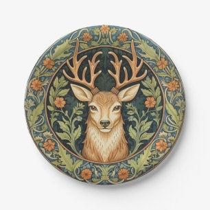 Hirschgesicht im florale Vintage-Design Pappteller