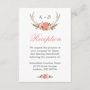 Hirschgeweih Blumen Hochzeitsempfang Richtung Begleitkarte