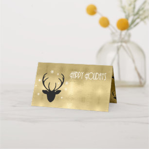 Hirschgeweih und Pfeile Weihnachten Gold ID861 Platzkarte