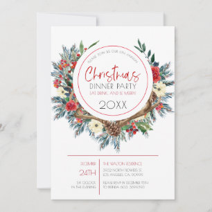 Hirschgeweihe mit Weihnachtskranz in Blume Feiertagskarte