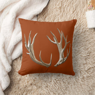 Hirschgeweihe Orange Tier Natur Kissen