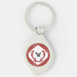 Hirschgeweihe Rustikal Minimales Monogramm Burgund Schlüsselanhänger