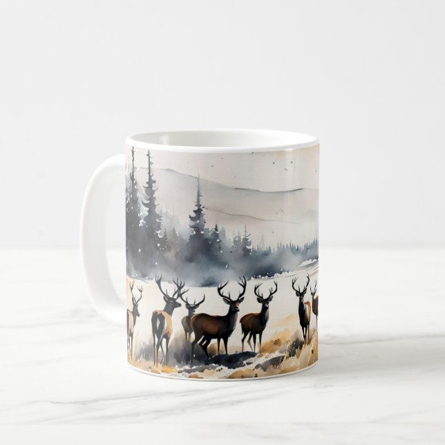 Hirschherde Kaffeetasse (Vorderseite Links)