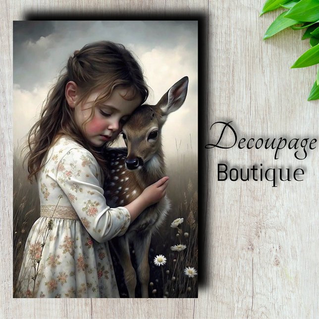 Hirschhug Decoupage Seidenpapier (Deer Hug Decoupage Tissue Paper)