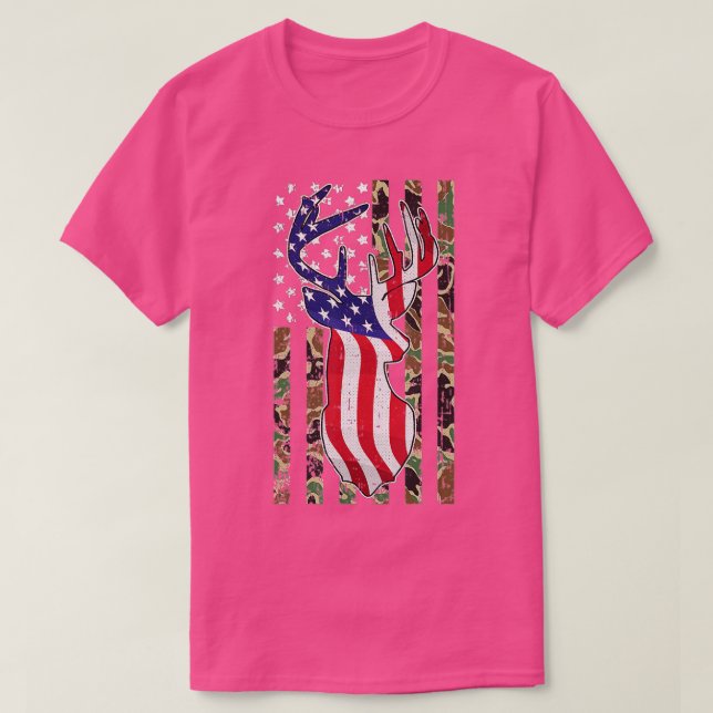 Hirschjagd 4. Juli American Flag Camouflage Patrio T-Shirt (Design vorne)