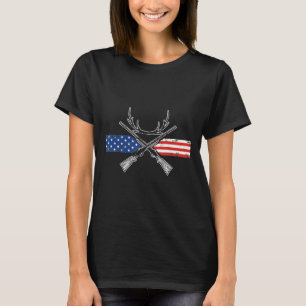 Hirschjagd Amerikanische Flagge Patriotisches Gesc T-Shirt
