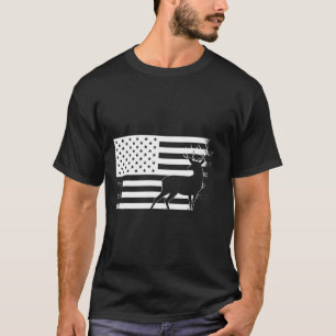 Hirschjagd Amerikanische Flagge T-Shirt