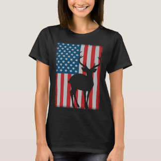 Hirschjagd Amerikanische Flagge T-Shirt