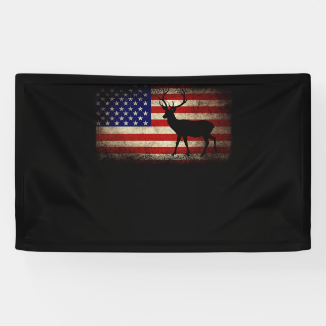 Hirschjagd Amerikanische Flagge USA Proud Hunter Banner (Horizontal)
