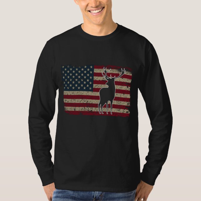 Hirschjagd Amerikanische Flagge USA Proud Hunter G T-Shirt (Vorderseite)