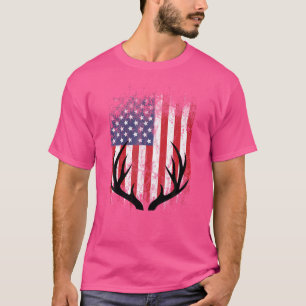 Hirschjagd Amerikanische Flagge Weißwedelhirsch Ge T-Shirt