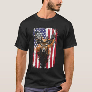 Hirschjagd Böcke Geweihe US-Flagge für Jäger T-Shirt