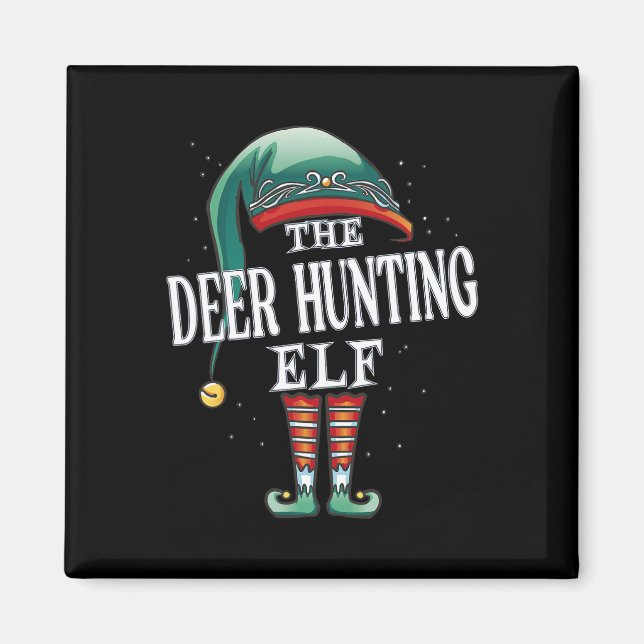 Hirschjagd Elf Weihnachtsgruppe Xmas Pajama Party Magnet (Vorne)
