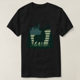Hirschjagd Junter US Flag Langschläfer T-Shirt