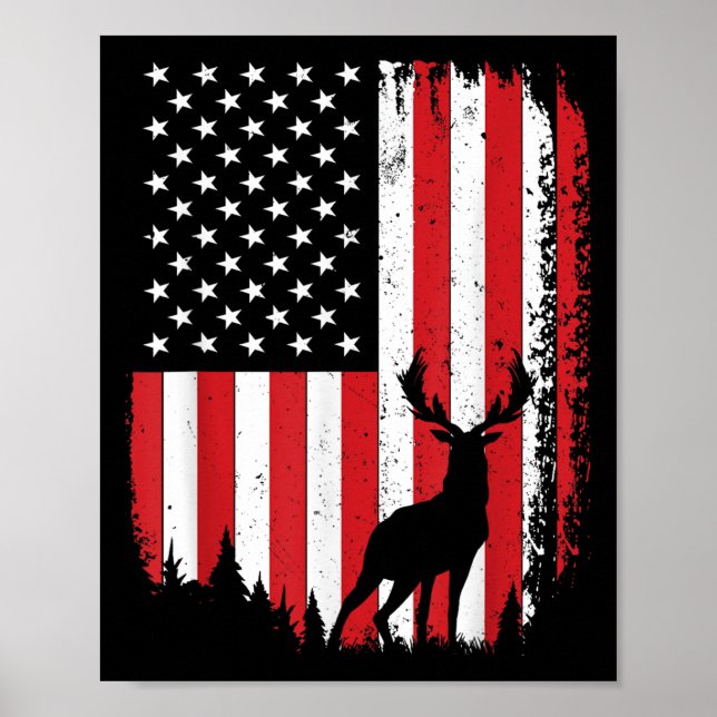 Hirschjagd Kunst für Männer Frauen Buck Elk Hunter Poster (Vorne)