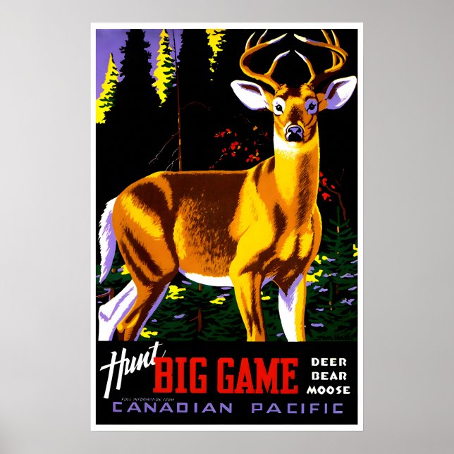 Hirschjagd Kunst Jagd Großwild Poster Tom Hall (Vorne)