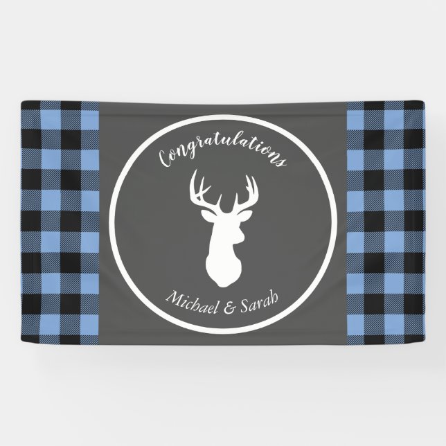 Hirschjagd Lodge Kinderdusche Antlers Boy Blue Banner (Horizontal)