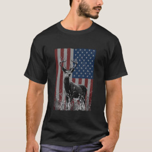 Hirschjagd Natur Jäger Amerikanische Flagge Grafik T-Shirt