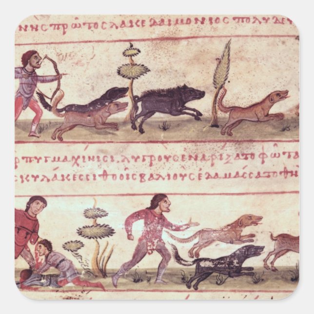 Hirschjagd Quadratischer Aufkleber (Vorderseite)