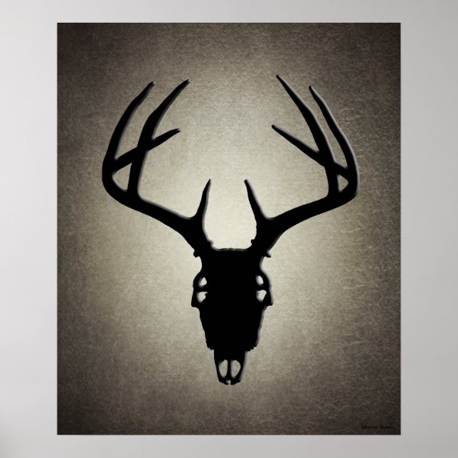 Hirschjagd Schädel mit Antlern Poster (Vorne)