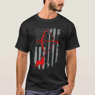 Hirschjagd Shirt American Flag Bow Junting Hunte