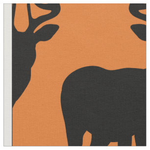 Hirschjagd Silhouette Muster Orange Hintergrund Stoff