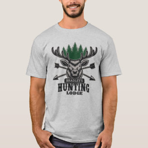Hirschjäger ADD NAME Bow Hunting Lodge Hütte T-Shirt