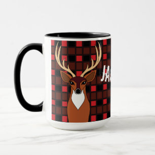 Hirschjäger Antler Kariert Personalisiert Tasse