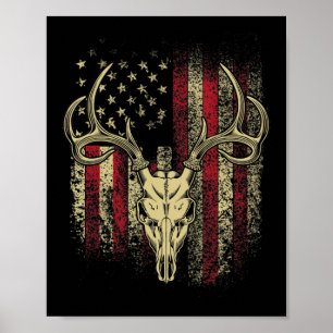 Hirschjäger auf amerikanischer Flagge Poster