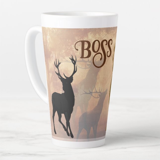 Hirschjäger-Geweih-Name-Vorlage-Tasse Milchtasse (Linke Ecke)