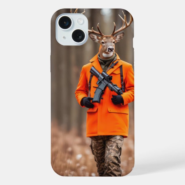Hirschjäger mit Rifle iPhone Hülle (Rückseite)
