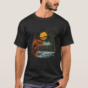 Hirschjäger Outdoor-Angeln Ente Szenerie Angelhake T-Shirt