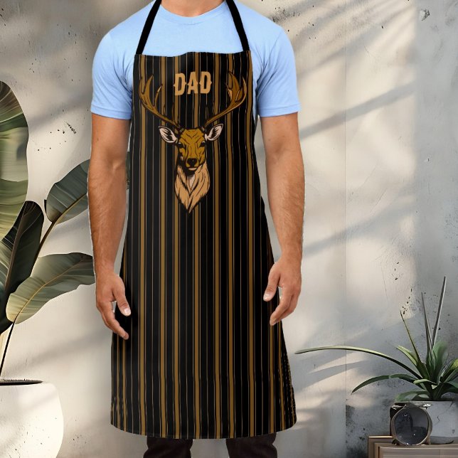 Hirschjäger Papa oder Name schwarze Streifen Schürze (Von Creator hochgeladen)