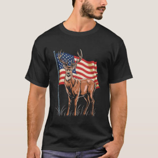 Hirschjäger US-Flagge Patriot Jagdsaison Wildtiere T-Shirt