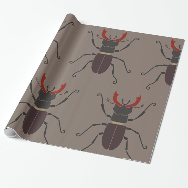 Hirschkäfer Bold Minimalist Insekt Geschenkpapier (Ungerollt)