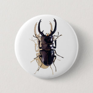 "Hirschkäfer" Insekten-Aquarell-Kunst Button