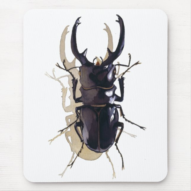 "Hirschkäfer" Insekten-Aquarell-Kunst Mousepad (Vorne)