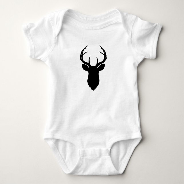 Hirschkopf Antler Rustikales Land Modernere Baby Strampler (Vorderseite)