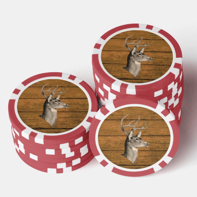 Hirschkopf auf Holz Poker Chip (Stapel)