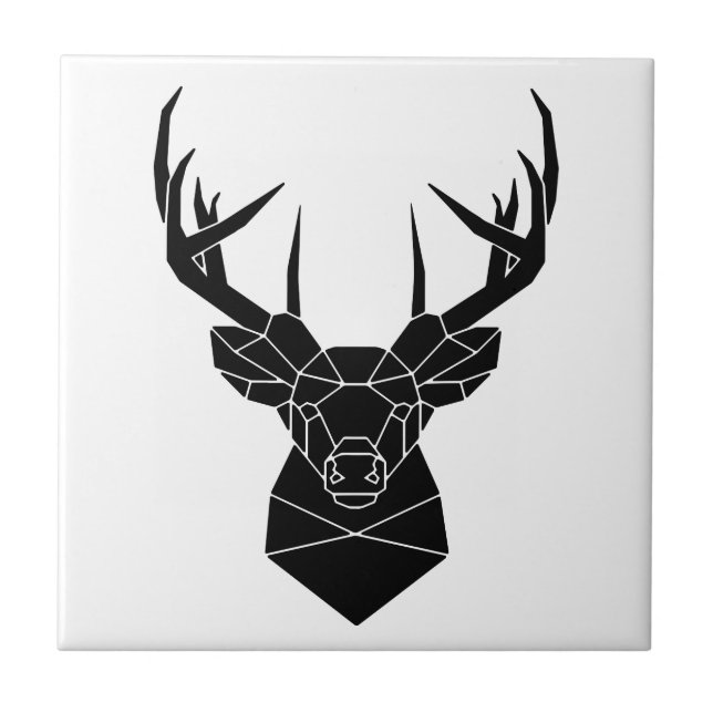 Hirschkopf Geometric ai File Deer Silhouette Stag  Fliese (Vorderseite)