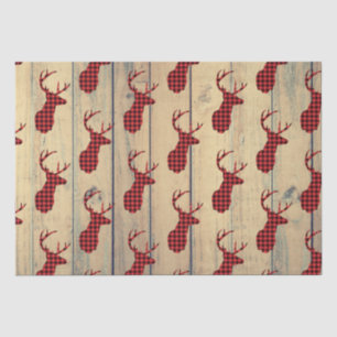 Hirschkopf mit Antlern auf Imitaten Holz Seidenpapier