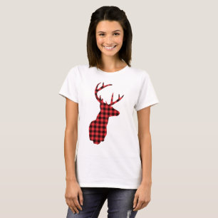 Hirschkopf mit Antlern - Kariert rustikal T-Shirt