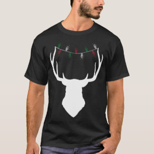 Hirschkopf mit Weihnachtslicht auf Antlers T-Shirt