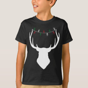 Hirschkopf mit Weihnachtslicht auf Antlers T-Shirt
